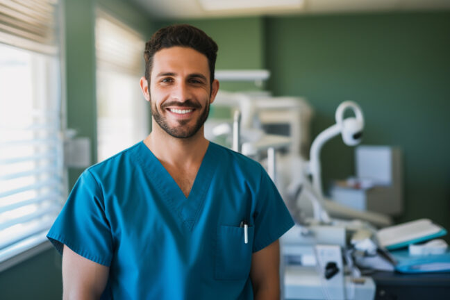 Zúbár, ktorý stojí v zubnej ambulancii: Téma článku: Zuby múdrosti